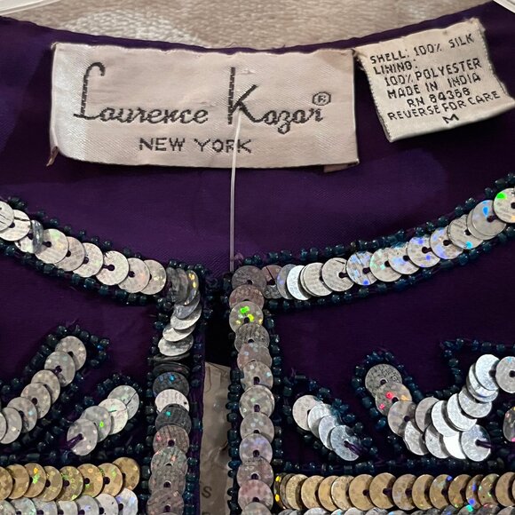 New Vtg Holiday Evening Cocktail Jacket M Retro Sequin Beaded - Picture 12 of 12